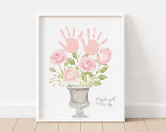 Mother's Day Handprint Art Floral bouquet Gift for Mom Handprint Gift for Mother Grandmother flowers handprint Printable DIY Craft Keepsake
