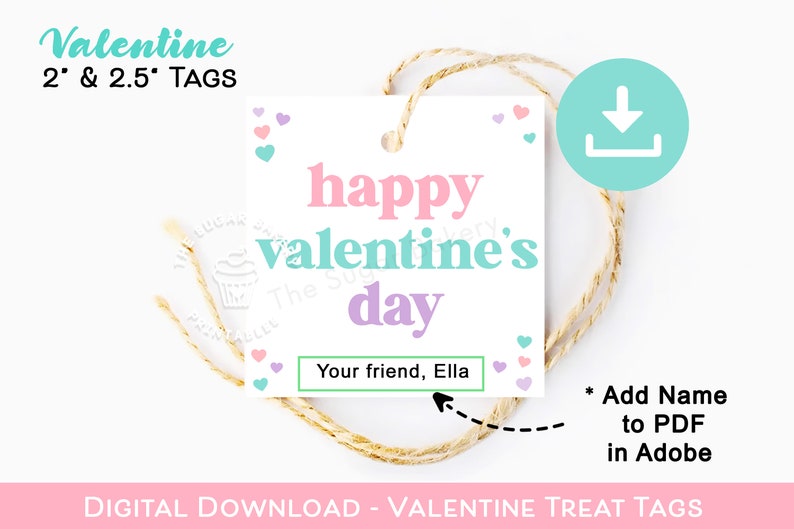 Happy Valentine's Day Tags Printable Valentine's Day - Etsy