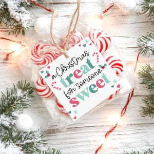 Kersttraktatietag Afdrukbaar, snoepkaartje met snoepjes Kerstcadeau voor student leraar klas gunst snoepkaartjes Kerst snoepje tag
