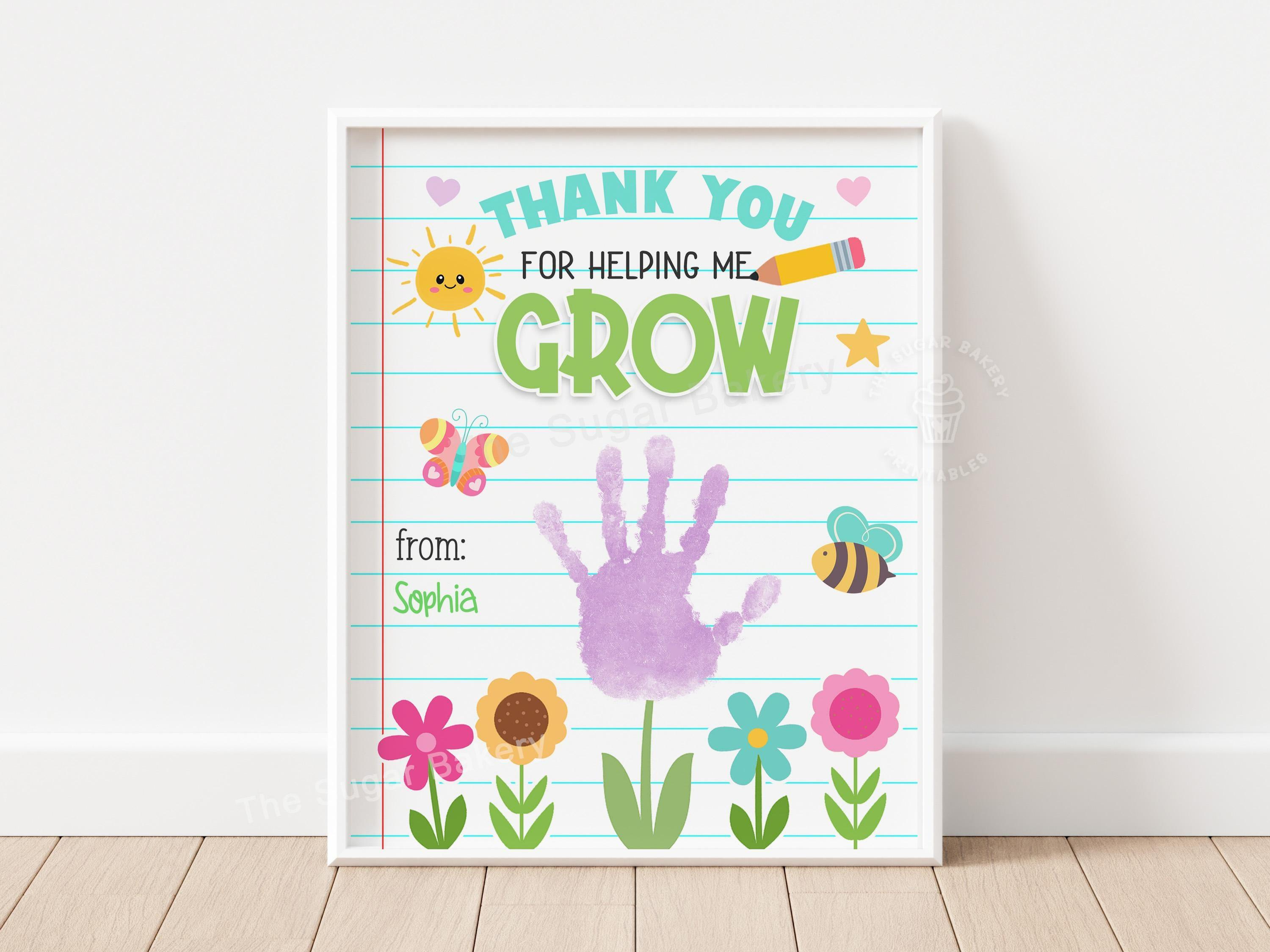 Teacher Handprint Craft Gift Printable Thank You Helping Me GROW ...