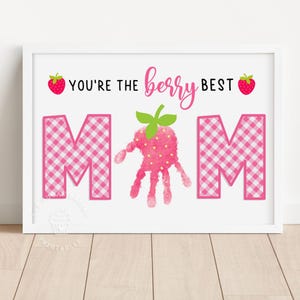 Mothers Day Berry Handprint Strawberry HANDPRINT Art for Kids BERRY Mothers Day gift for MOM Craft from Toddlers Daycare Preschool Activity