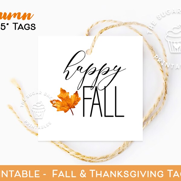 Happy FALL Cookie TAGS, Printable Autumn treat tags, Fall Gift basket tags, Printable FALL pumpkin gift tag, Treat Bag Tag Instant Download