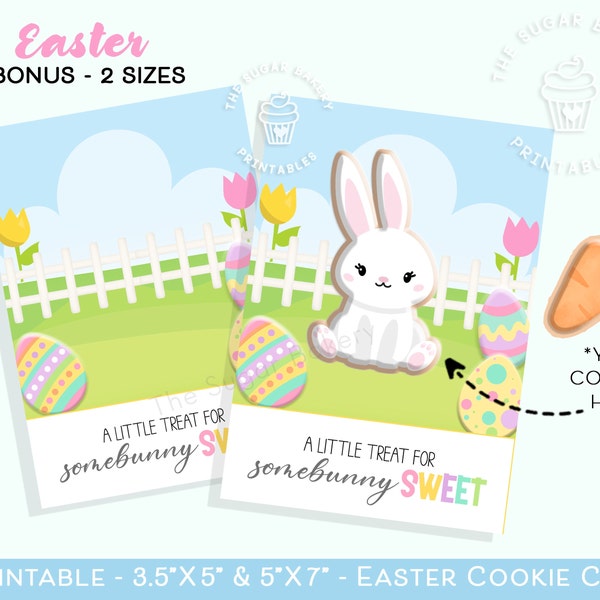 Easter Cookie Cards, Treat for someBUNNY sweet, Mini Cookie Card, Easter Egg Cookie Card,  Bunny Cookie Cards, Printable Easter Cookie Card