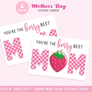 Vous êtes la meilleure carte de biscuits de maman de BERRY, carte de biscuit de fraise heureuse de fête des mères imprimable 3,5 x 5 po et 5 x 7 po, carte de biscuit de cadeau de fête des mères
