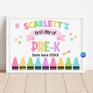 First day of PRE-K EDITABLE SIGN, 1st day of PreK Printable Sign, First Day of PreK sign Rainbow, 1st day of PreK chalkboard sign,  CRAY103