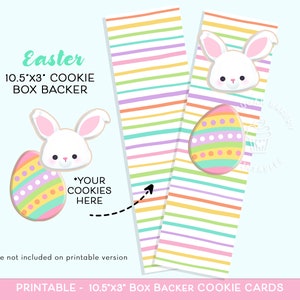 Suportes para caixa de biscoitos de Páscoa para impressão, suporte para biscoitos de Páscoa de 10,5" x 3" de Páscoa, suporte para caixa de biscoitos de Páscoa, cartão de suporte para cenoura de coelhinhos da Páscoa