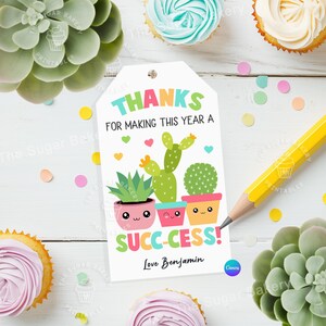 Cadeau de remerciement pour le professeur succulentes plante cadeau imprimable pour professeur cadeau de enseignant modifiable étiquette de plante succulente cactus cadeau de fin d'année professeur