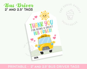 Thank you for being a great BUS DRIVER, School bus driver Appreciation tags, End of school year gift for bus driver, Bus Driver cookie Tags