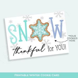 SNOW Dankbar für SIE Cookie Karte, Schneeflocke Schneemann Cookie Karte, druckbare Mini 5 x 7 Cookie Karte, Let it Snow Cookie Karte, Instant Download