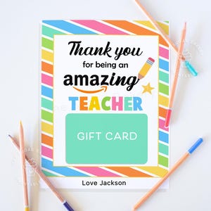 Porta-cartão-presente para professor para impressão, porta-cartão-presente de agradecimento para professor, porta-cartão-presente para impressão, presente de última hora para professor, fim de ano