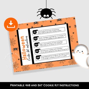 Printable HALLOWEEN DIY COOKIE Kit Instructions, 4x6&quot; and 5x7&quot; included Halloween Cookie Kit Instructions, Decorate Your Own Cookie Card