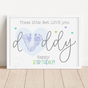 Feliz cumpleaños papá huella manualidad imprimible arte regalo para papá papá padre de bebé huella regalo de bebé tarjeta de cumpleaños manualidad recuerdo