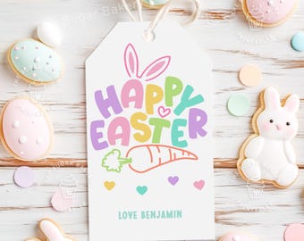 Editable Easter Gift Tags, Easter Bunny Cookie TAGS, HAPPY EASTER bunny carrots tag, Printable Easter tags, Easter Treat Tags, Easter tags