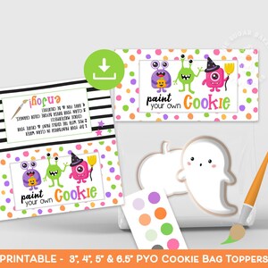 Adorno para bolsa de galletas de Halloween de PYO, adorno para bolsa de galletas de monstruo de PYO, pinta tu propio adorno para bolsa de galletas de monstruo, instrucciones y direcciones de PYO