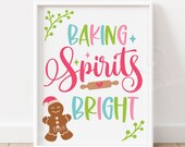 Christmas Bake Sale Sign Printable BAKING SPIRITS BRIGHT School Bake Sale Dessert Table Sign Christmas party Cookie Gingerbread Donuts sign