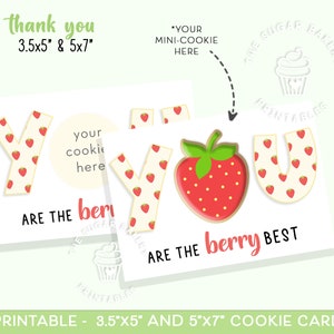 Usted es la mejor TARJETA de galletas de BERRY, imprimible 3.5"x5" y 5"x7" Día de la Madre, Enfermera, Regalo de tarjeta de galleta de fresa de agradecimiento al maestro