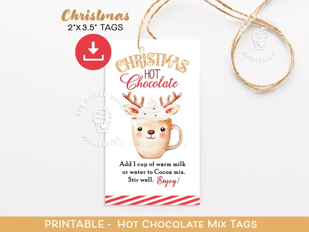 Printable Hot Chocolate Mix Gift Tags Reindeer Hot Cocoa Mix Tags Printable Hot Chocolate Mix Gift Tags Reindeer Hot Cocoa Mix Tags