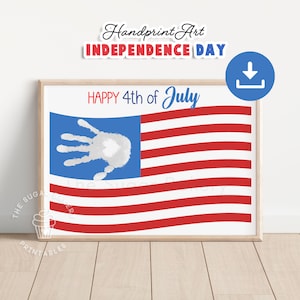 4th of July Handprint Craft, Happy 4th of July American FLAG Craft, Handprint Art Independence Day Craft 4th of July Toddler Child Activity