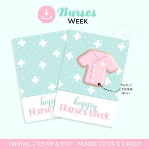 Krankenschwester Geschenk DANKE Cookie Karte druckbare NURSE Woche Krankenschwester Cookies Dankeschön Geschenk für Krankenschwestern Nurse 3.5x5 & 5x7