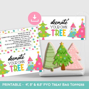 Dekorieren Sie Weihnachtsbaum Cookie Topper, Weihnachtsplätzchen, druckbare DIY Weihnachtsplätzchen Bag Topper, druckbare Baumanweisungen und Richtungen