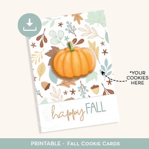 Cartes de biscuits Happy FALL, cartes de biscuits d'automne imprimables, biscuits cadeaux d'automne, carte-cadeau de citrouille d'automne imprimable, téléchargement immédiat de Thanksgiving