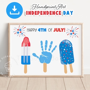 4th of July Handprint Craft, Happy 4th July Craft for Kids, Ice Cream ...