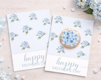 Happy Mother's Day floral MOM COOKIE CARD, Printable 3.5"x5" and 5"x7" Mother's Day Cookie Card, Mother's Day Gift Hydrangea Cookie Card