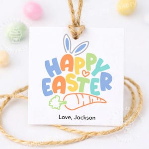 Happy Easter Tags, Easter Tags PRINTABLE, Easter gift tags, Easter Bunny Carrots Cookie favor TAGS, Easter tag for BOY, Easter Treat Tags