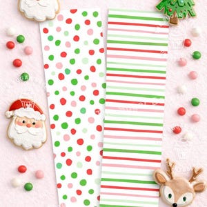 Afdrukbare achterkant kerstkoekjesdoos, stippen en strepen 10,5 x 3 inch kerstkoekjes achterkant, kerstkaart achterkant kerstkoekje