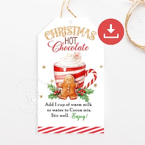 Printable Hot Chocolate mix gift tags, Reindeer Hot Cocoa mix tags, Christmas favor gift tags, Holiday Gift Idea, Hot Chocolate Treat Gift
