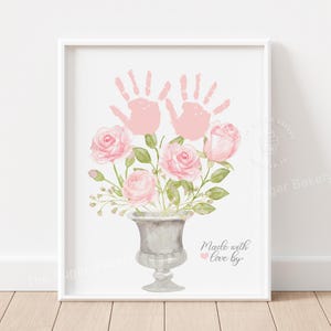 Impression de fleurs art fête des mères cadeau pour maman empreinte de main cadeau pour mère grand-mère fleurs empreinte de main imprimable bricolage artisanat souvenir