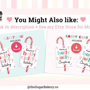 Holly Jolly Christmas Candy Cane Holder, Printable Candy Cane Tag ...