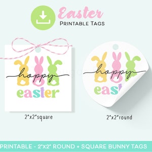 Osterkeksanhänger, HOPPY Osteranhänger, runde und quadratische Anhänger, Osterhase TAGS, fröhliche Osteranhänger, Ostergeschenkanhänger, Ostergeschenkanhänger