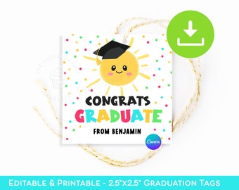 Editable Graduation Tags, Preschool Kindergarten Daycare Graduation Tags, Pre-K graduation, End of School Year Student gifts from Teacher