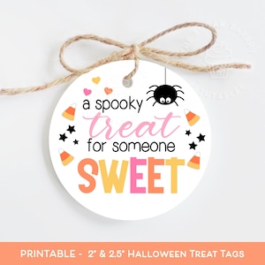 Een griezelige traktatie voor iemand ZOET, Halloween-koekje TAG, Trick or Treat-bagagelabel voor kinderen, klasleraar schoollabels, Halloween-goodietag