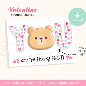 VOUS êtes la meilleure carte à biscuits BEARY pour la Saint-Valentin, Mini 3,5 x 5 pouces et carte à biscuits 5 x 7, ours en peluche amoureux, carte à biscuits imprimable pour la Saint-Valentin