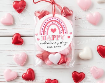 Regenbogen Valentinstag Geschenkanhänger, druckbare Valentinstag Cookie Tag, Valentinstag Geschenkanhänger zum Valentinstag, druckbare Valentinstag Tags, Valentinstag Geschenkanhänger digital