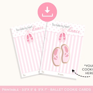 Carte de biscuits de ballet de danse You make my heart, carte de biscuits d'appréciation de professeur de danse 3,5 x 5 po et 5 x 7 po., carte de biscuits de danseuse de ballet tutu ballerine