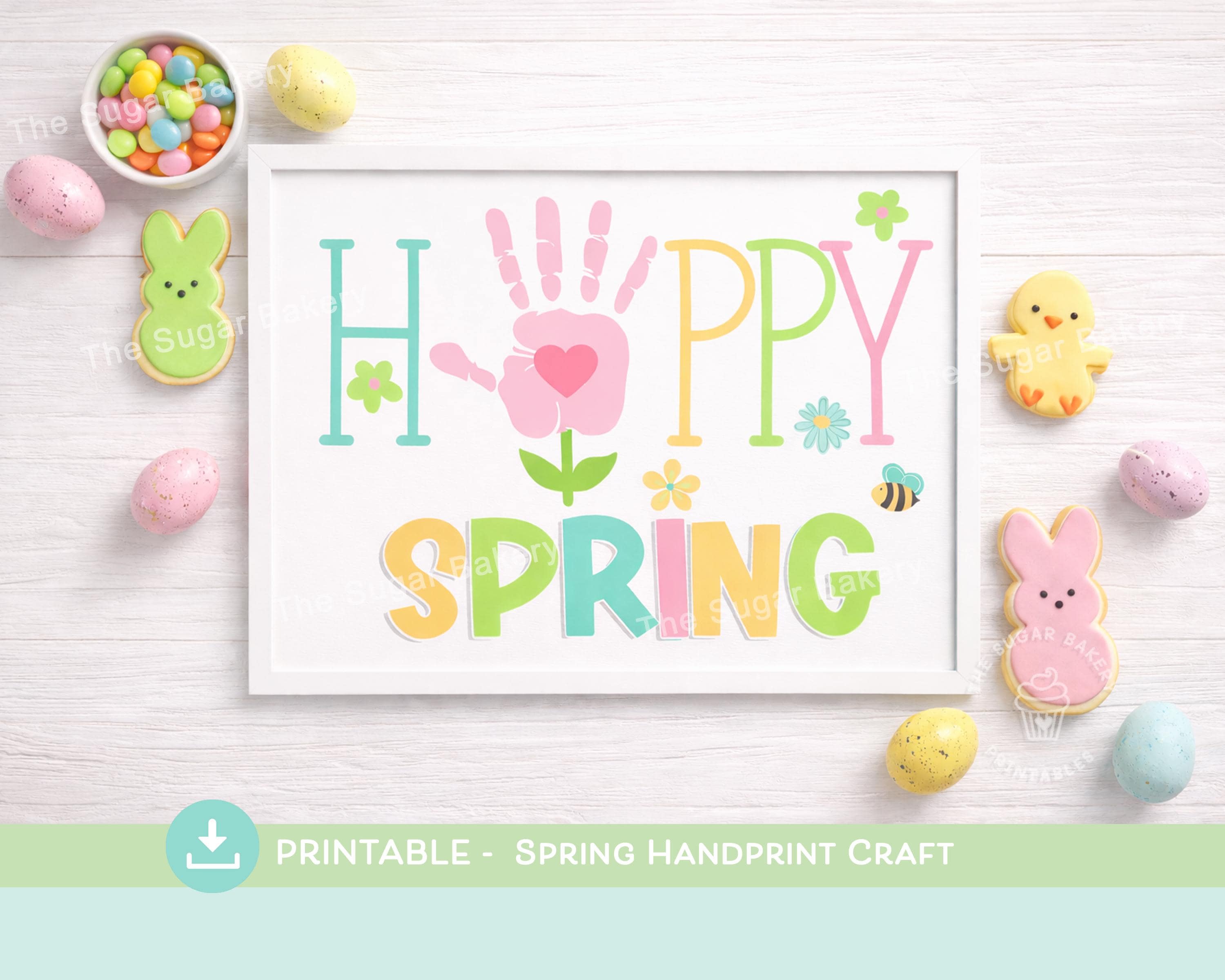 Spring Handprint Art Craft Printable – Cute DIY Gift for Kids ...