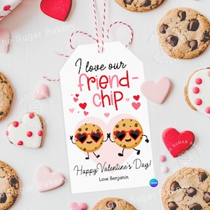 Valentinstag Cookie Tags EDITIERBARE Freund Chip Valentinstag Gunst Tags für Freunde Klassenkameraden Klassenzimmer Geschenkanhänger Valentine Chocolate Chip Tag