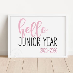 Panneau imprimable Hello JUNIOR, premier jour de l&#39;année 11e, premier jour de l&#39;année, premier jour de l&#39;année, premier jour de l&#39;année 2025-2026 PINK101