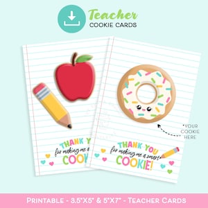 Carte à biscuits pour enseignant Carte à biscuits imprimable pour le dernier jour d'école Carte de remerciement pour enseignant Carte à biscuits cadeau de fin d'année en garderie d'âge préscolaire