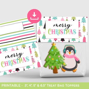 Frohe Weihnachten Cookie Bag Topper, Weihnachtsbaum Bag Topper druckbare Weihnachten Leckerei Tasche Topper, frohe & helle Weihnachtsdekoration druckbar