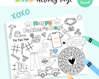 Father's Day Printable, Fathers Day Gift, All About My Dad, Gift for Fathers Day Activity Page, Fathers Day Coloring Pages for kids craft