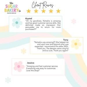 Pu&ograve; includere: Una grafica colorata con cinque stelle e il testo "Client Raves". Sotto le stelle ci sono tre testimonianze di clienti con i nomi Krystal, Terry e Jessica. Ogni testimonianza include una citazione sull'esperienza positiva del cliente con il venditore.