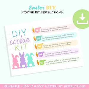 Druckbare OSTERN DIY Cookie Kit Anleitung, Dekorieren Sie Ihre eigene Cookie-Karte, Osterhase DIY Cookie Kit