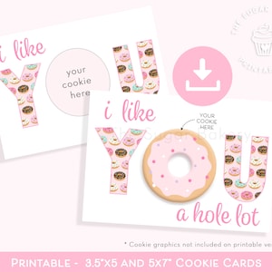 Ich mag dich LOCH viel Donut COOKIE CARD, Valentinstag Cookie Karte, Donut Streusel Cookie Karte, Mini Donut Cookie Card, Klassenzimmer Gefälligkeiten