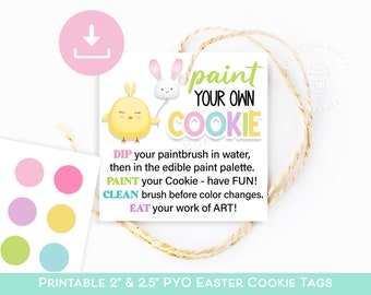 PYO Easter Cookie Tag, PYO Easter Cookie, Pyo Instructions, PYO Cookie Tag, Instant Download Easter Paint Your Own Cookie Kit Instructions