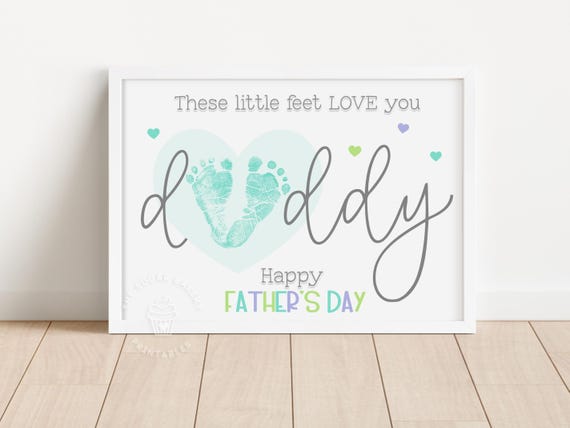 Fathers Day Footprint Craft Printable Handprint Fathers Day Art Babys First Footprint Handprint Craft Keepsake Newborn Nursery Art Baby art