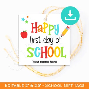 Happy erster Schultag Geschenkanhänger, BACK to SCHOOL Geschenkanhänger, 1st Day of School Schüler Lehrer Anhänger. Schulanfänger Geschenk Cookie Card Tags